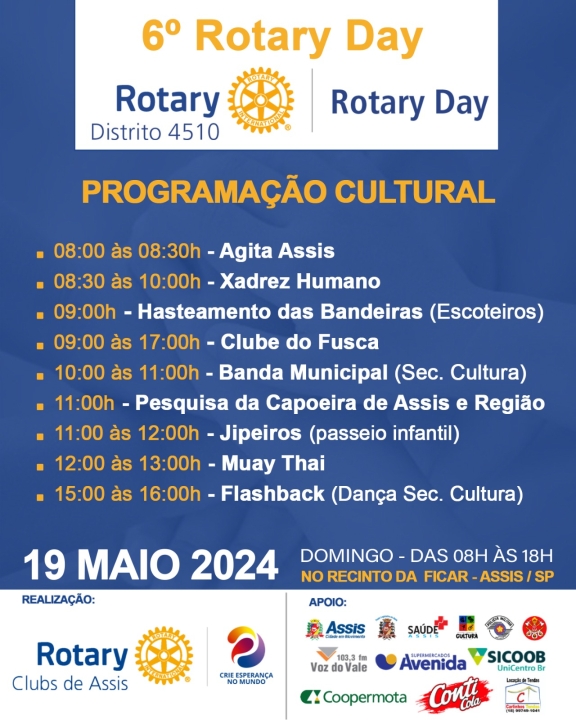 Assis recebe o 6º Rotary Day neste domingo, dia 19