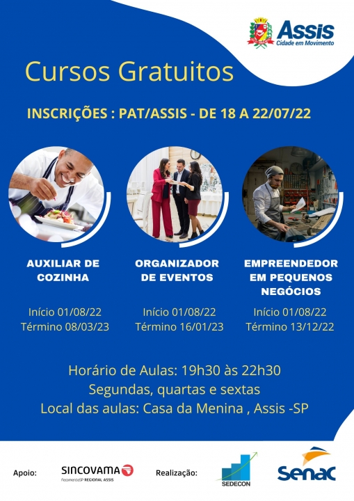 Inscrições para cursos gratuitos de capacitação profissional terminam hoje