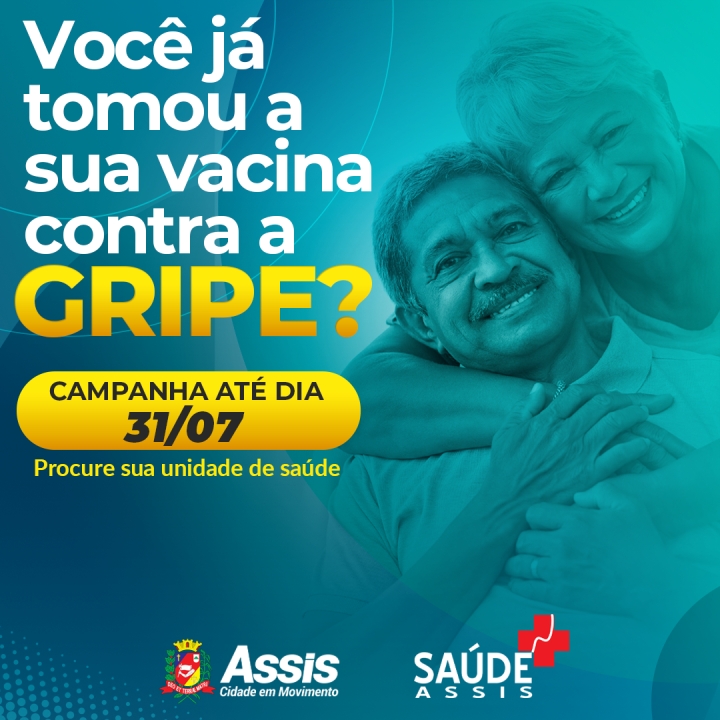 SAÚDE EM MOVIMENTO: a cobertura vacinal da influenza é pouco mais que 36% em Assis, ou seja, muitas pessoas ainda não tomaram