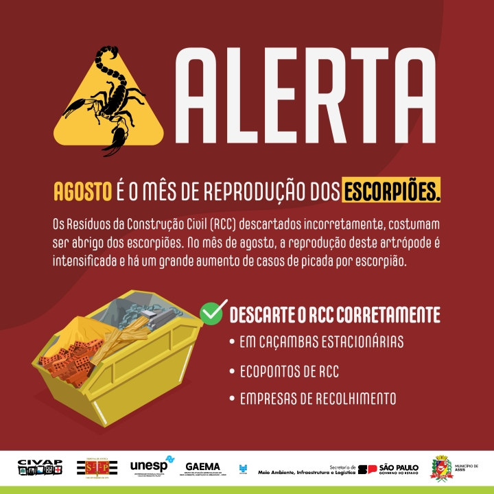 ALERTA: Presença de Escorpiões em Resíduos de Construção Civil (RCC)