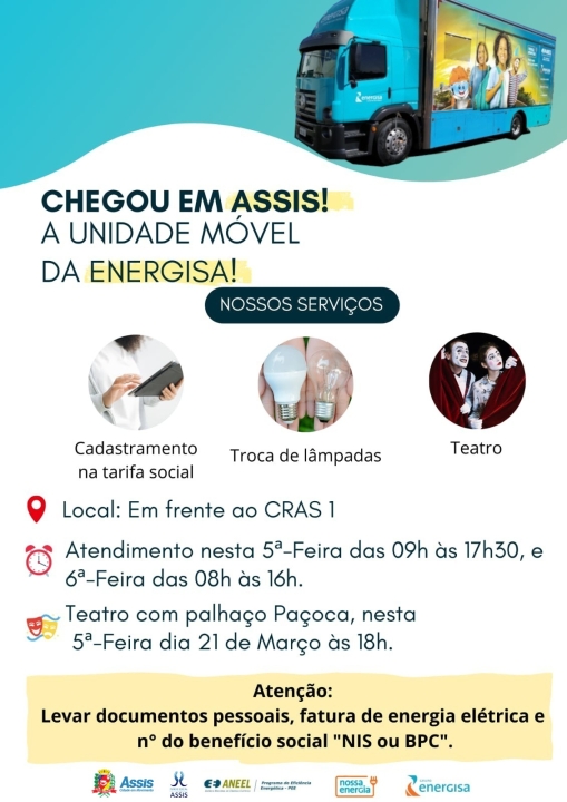 Ação entre Energisa e Assistência Social levará serviços e teatro à população