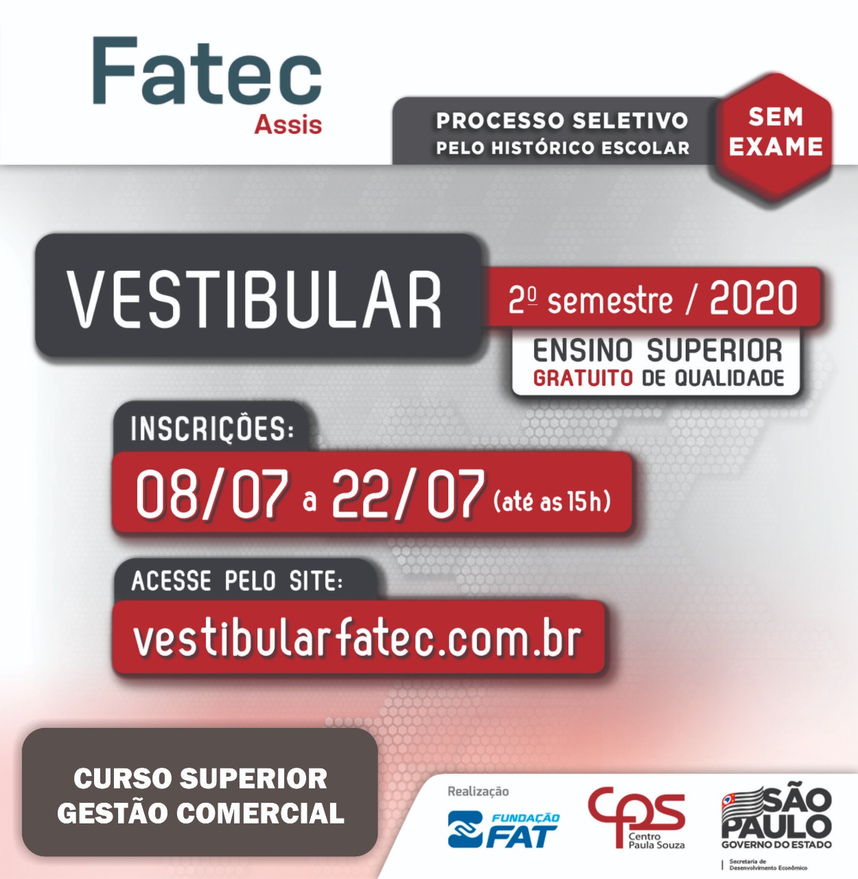 FATEC de Assis oferece curso superior gratuito em Gestão Comercial; inscrições estão abertas até às 15h do dia 22 de julho