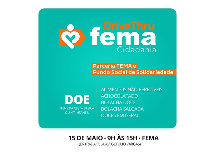 FEMA Cidadania realiza 'drive thru' para arrecadar  alimentos em prol do Fundo Social