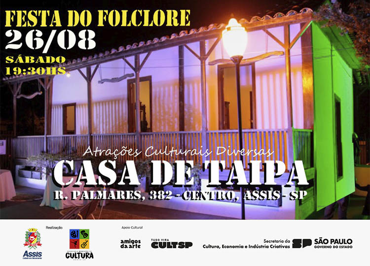 Festa do Folclore acontece dia 26 de agosto, na Casa de Taipa