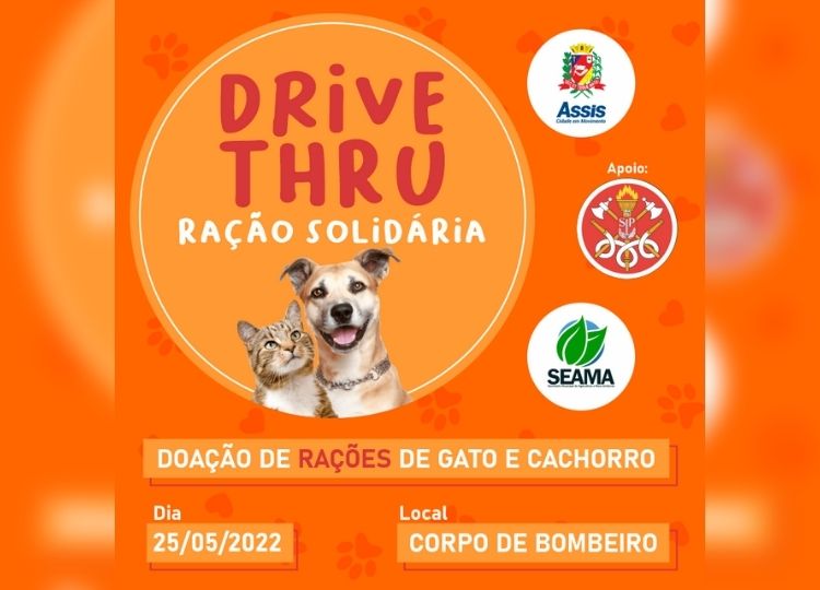 CAUSA ANIMAL EM MOVIMENTO: Drive-Thru - Ração Solidária acontece nesta quarta-feira, 25