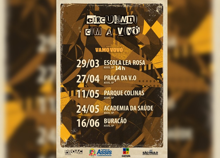 Grupo Musical Circulando com a Vovó se apresenta nesta sexta-feira, 29