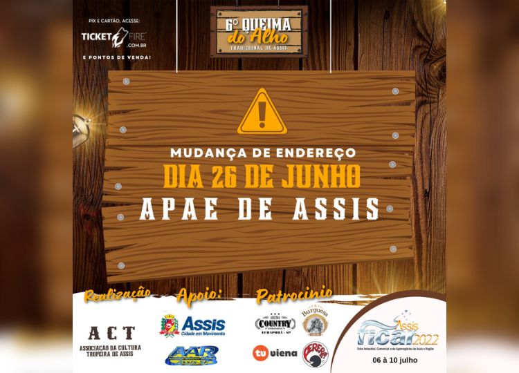 CIDADE EM MOVIMENTO: 6ª Queima do Alho será realizada na APAE, neste domingo, dia 26