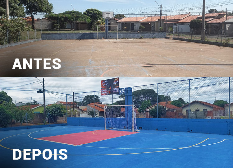 Secretaria de Esportes revitaliza quadra poliesportiva do Conjunto Habitacional Romualdo Camocardi