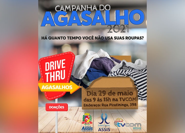 TV COM Mídias realiza neste sábado, 29, drive thru do agasalho em prol do Fundo Social