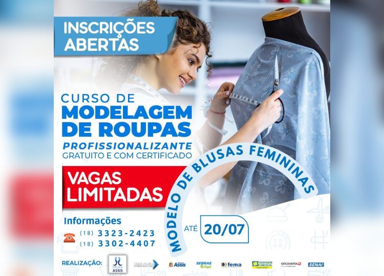 Fundo Social e SEBRAE abrem inscrições para o curso de ‘Modelos de Blusas Femininas’