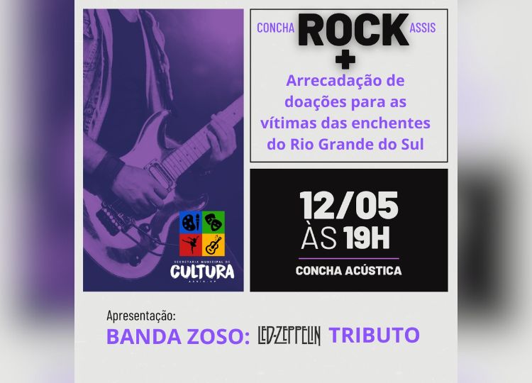 Rock solidário na Concha Acústica: Cultura promove evento em apoio às vítimas das enchentes no Rio Grande do Sul