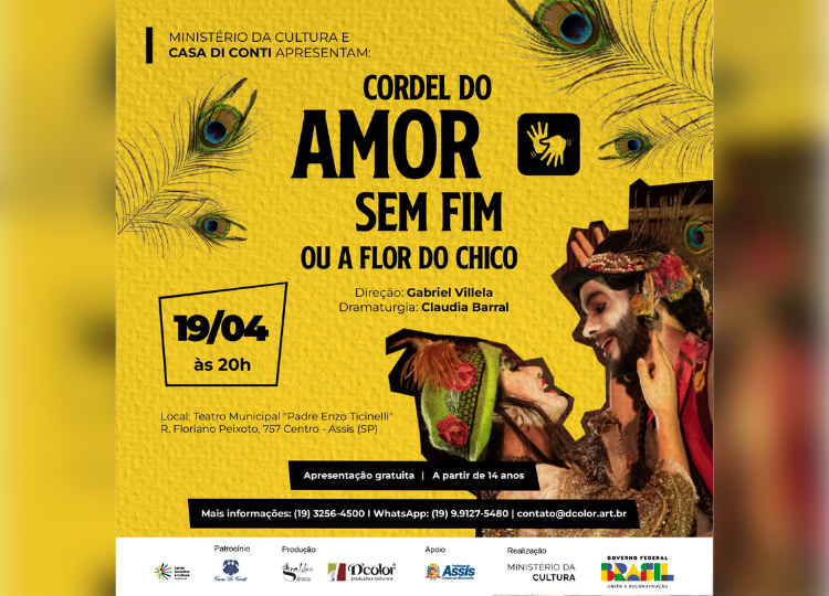 Assis recebe espetáculo teatral “Cordel Do Amor Sem Fim”