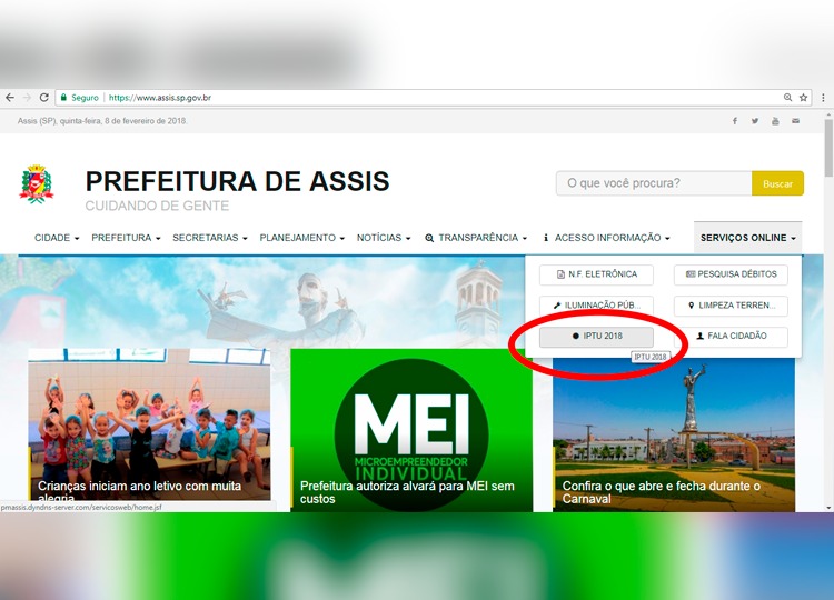 IPTU, ISS e Alvará já estão disponíveis para impressão no portal da Prefeitura