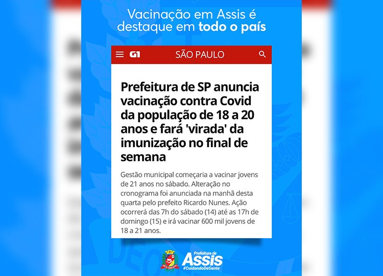 Capital Paulista segue exemplo de Assis e realiza ‘virada da vacina’ no fim de semana