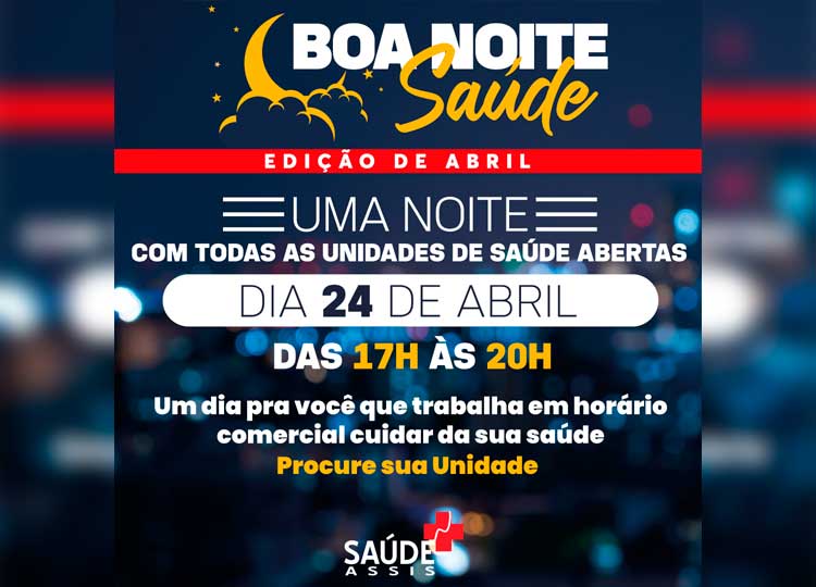 “Boa Noite Saúde” de abril acontece na próxima segunda-feira, 24