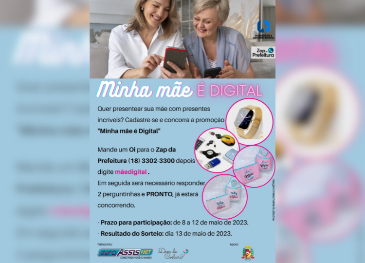 Prefeitura lança a campanha "Minha Mãe é Digital" com sorteio de prêmios