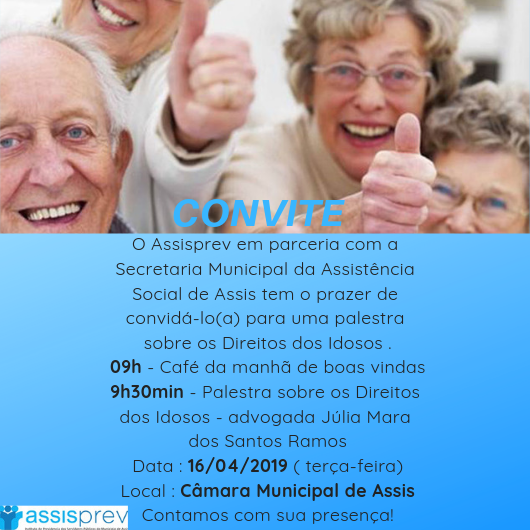Assisprev realiza palestra aos idosos nesta terça-feira, 16