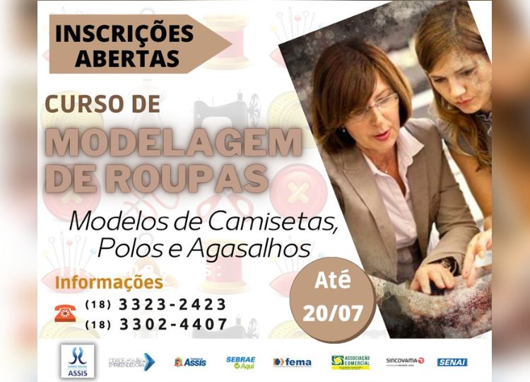 Curso de Modelagem de Camisetas, Polos e Agasalhos será realizado em Assis