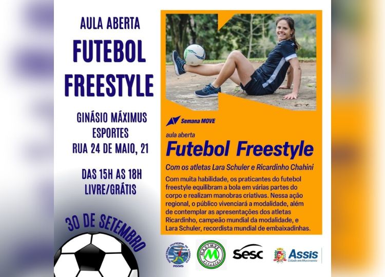 ESPORTE EM MOVIMENTO: SESC/SP, SINCOVAMA e a Prefeitura de Assis promovem Aula aberta de Futebol Freestyle em Assis