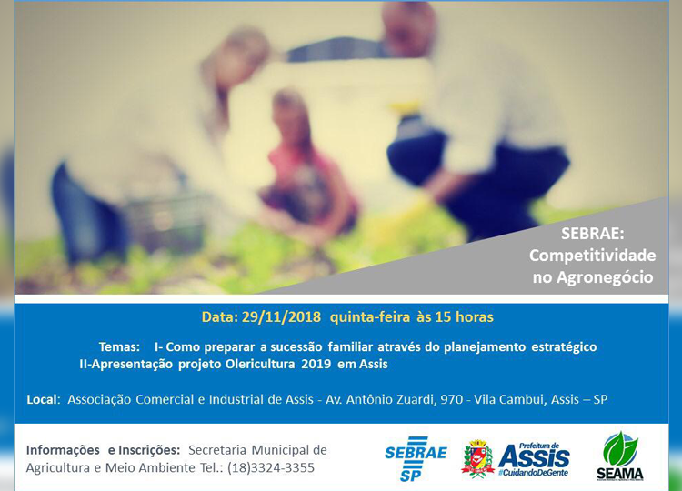 SEAMA e SEBRAE ministram palestra sobre planejamento familiar e olericultura