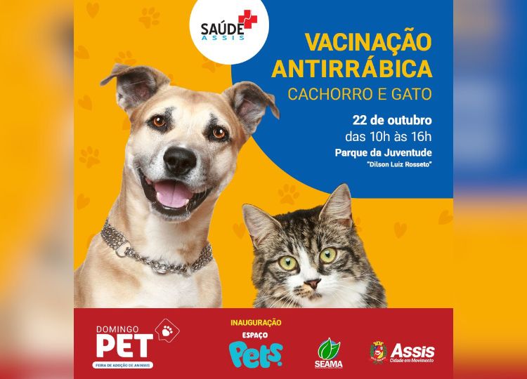 Vacinação Antirrábica e Inauguração do Espaço Pet em Assis será neste domingo no Parque da Juventude