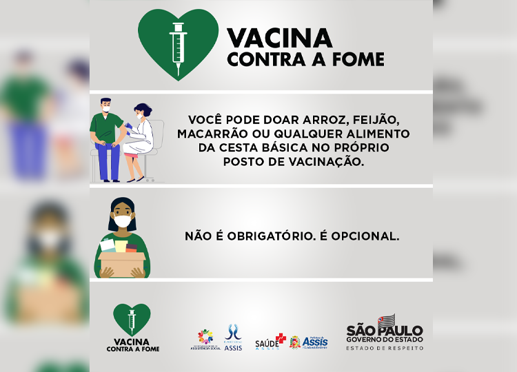 Vacina Contra a Fome recebe doações no drive-thru desta quarta-feira, 26