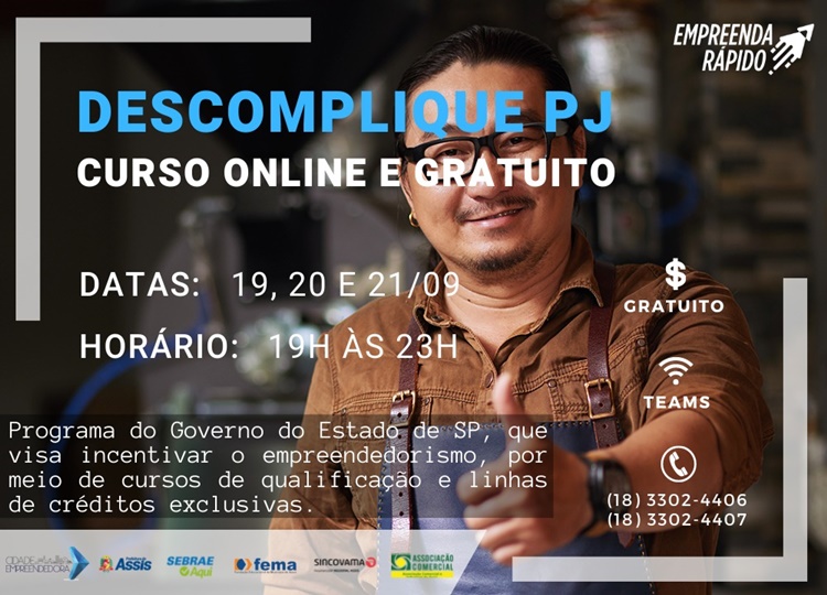 SEBRAE Aqui Assis promove curso gratuito 'Descomplique PJ' 
