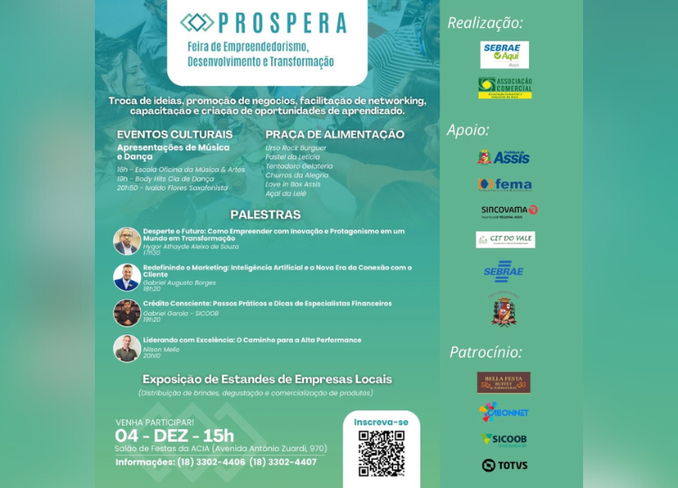 PROSPERA 2024: Assis recebe Feira de Empreendedorismo e Inovação no dia 4 de dezembro