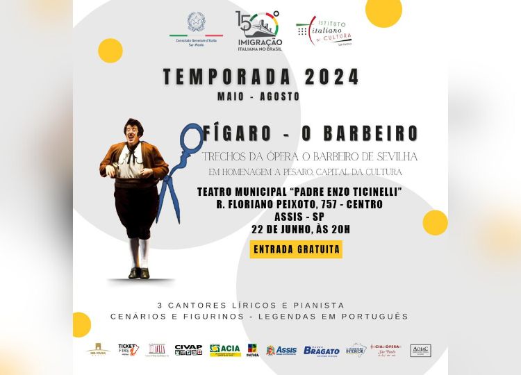 Último lote de ingressos gratuitos para a ópera “O Barbeiro” será distribuído nesta sexta-feira, 14