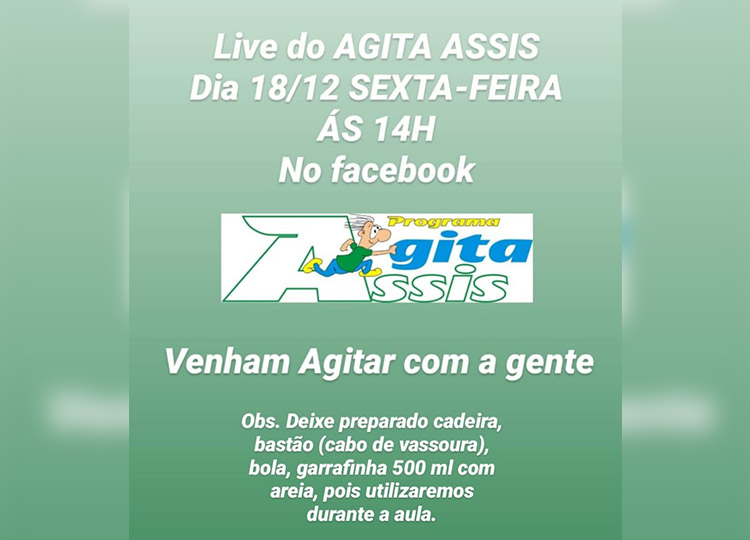 Agita Assis encerra atividades com aula virtual nesta sexta-feira