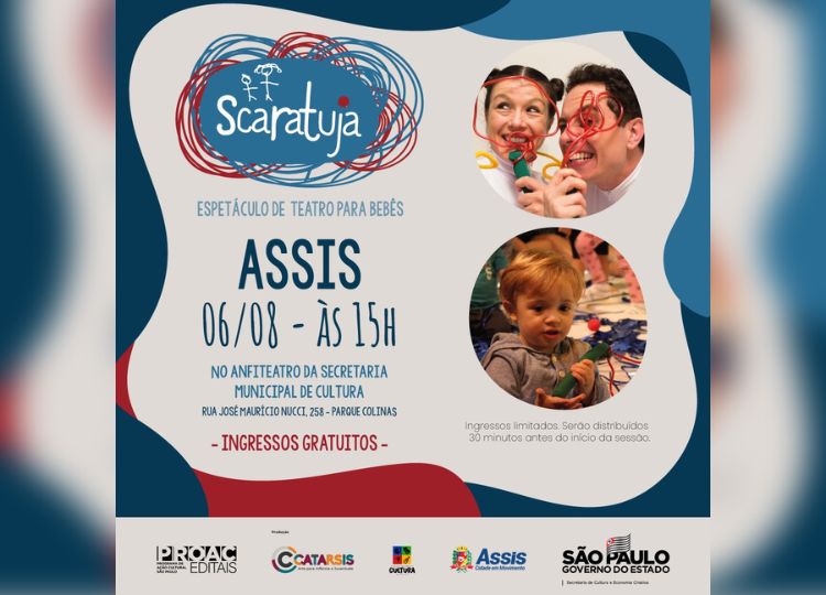 CULTURA EM MOVIMENTO: Assis recebe apresentação de teatro para bebês ‘Scaratuja'