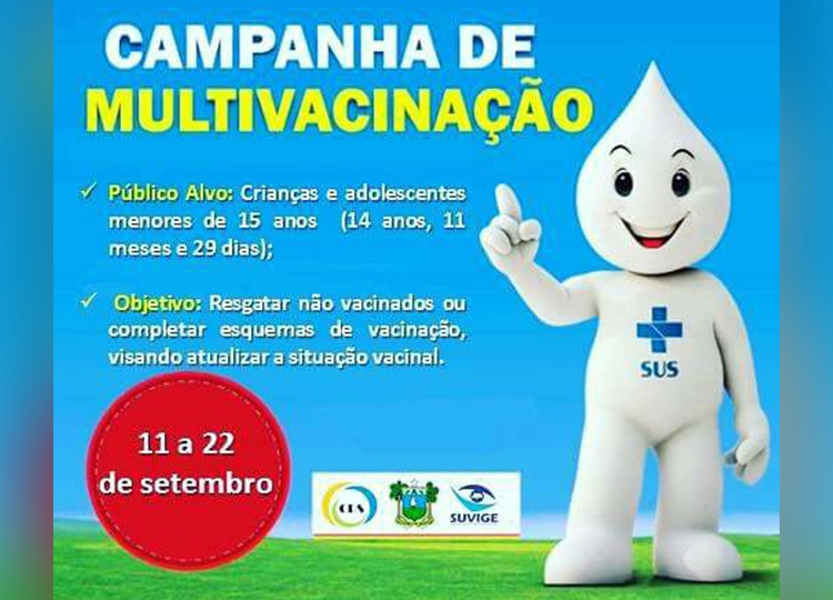 Saúde realiza Campanha de Multivacinação em crianças e adolescentes até 22 de setembro