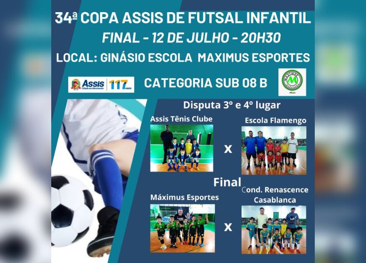 34ª Copa Assis de Futsal Infantil: finais da categoria sub 8 será hoje, dia 12 e amanhã, 13