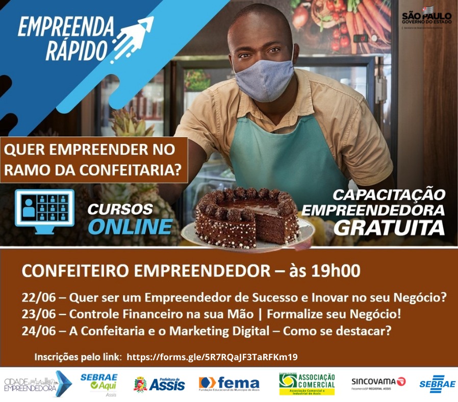 SEBRAE está com inscrições abertas para curso gratuito de confeiteiro