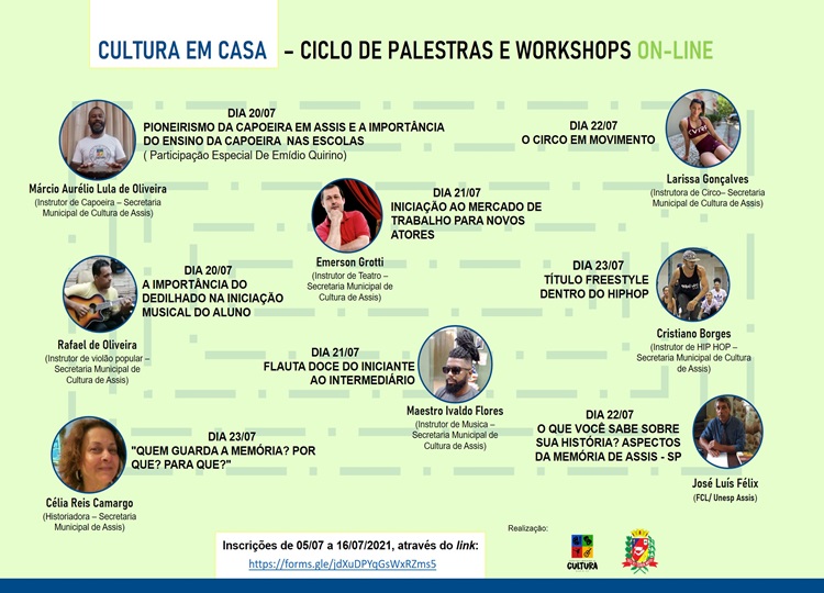 Prefeitura disponibiliza conteúdos culturais on-line através de ciclos de palestras