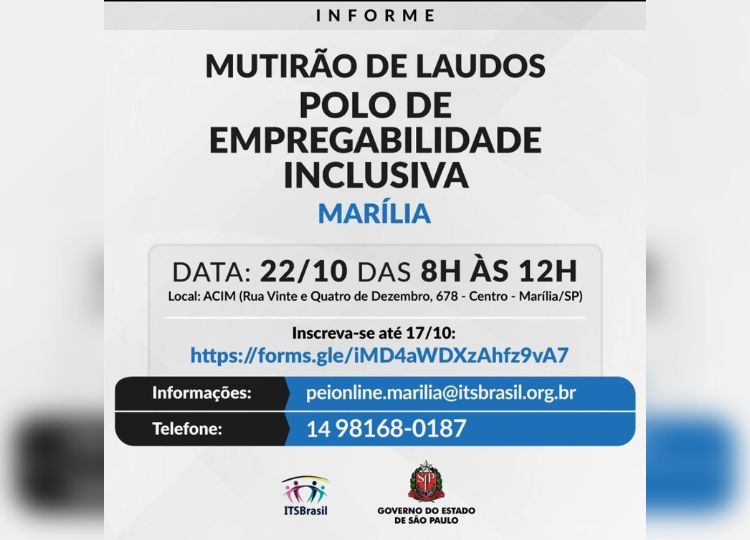 O PAT- Posto de Atendimento ao Trabalhador de Assis participa do mutirão de laudos em Marília