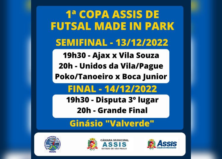  1ª Copa Assis de Futsal Made In Park define semifinalistas