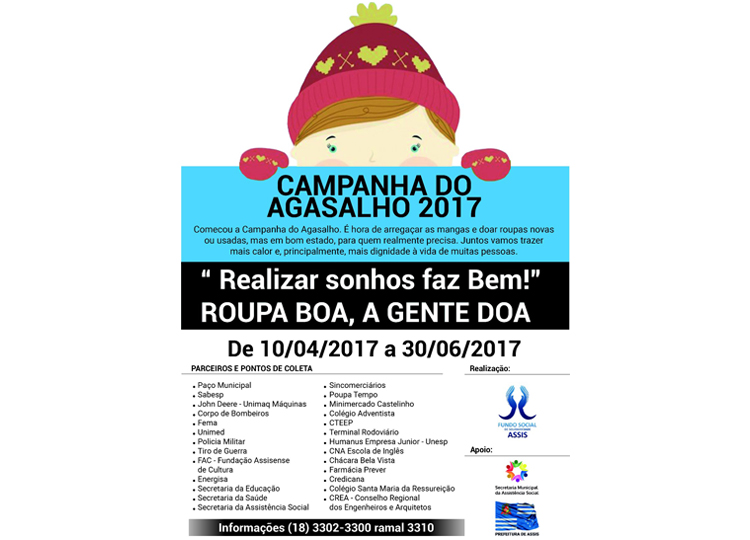 Prefeitura realiza Campanha do Agasalho e divulga pontos de coleta