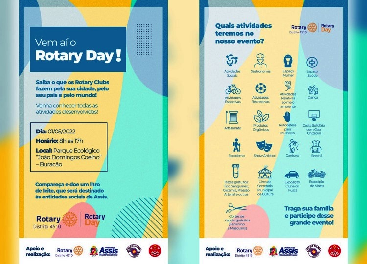 CIDADE EM MOVIMENTO: Assis recebe atividades do Rotary Day neste domingo