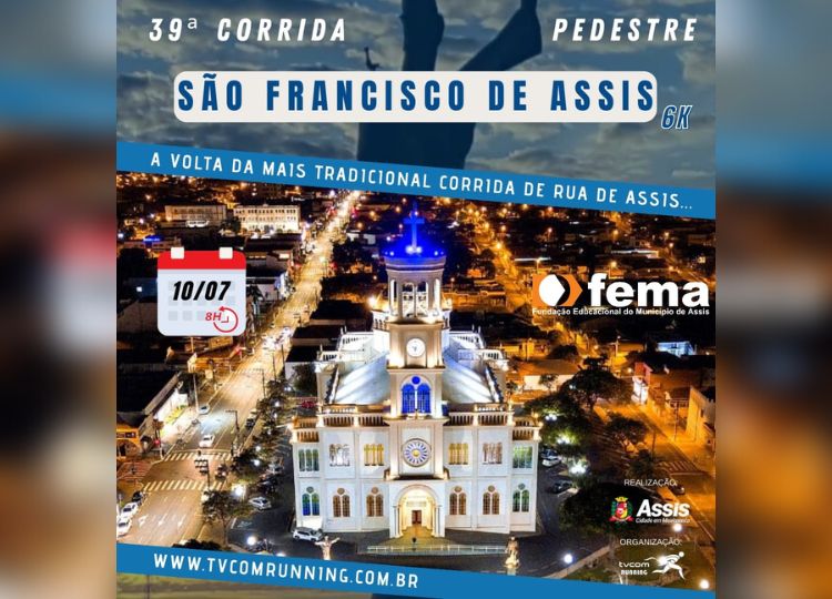 CIDADE EM MOVIMENTO: 39° Corrida Pedestre de São Francisco de Assis será realizada no dia 10 de julho