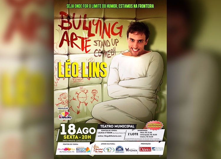 Stand Up com Léo Lins acontece dia 18 em Assis