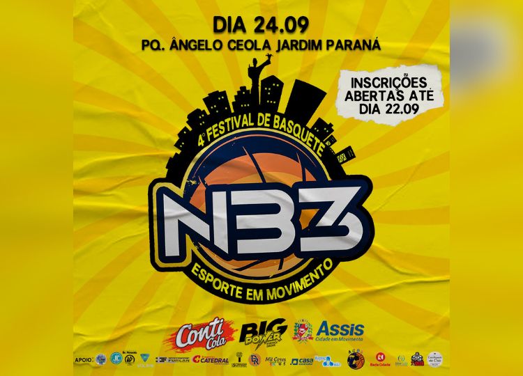 ESPORTE EM MOVIMENTO: 4º Festival de Basquete 3x3 será neste sábado, 24, no Parque Ângelo Ceola