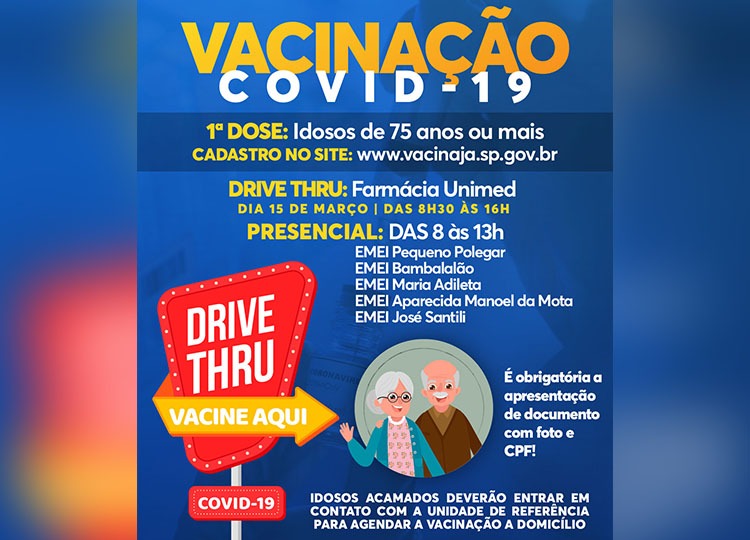 Vacinação contra COVID-19 para maiores de 75 anos tem início na segunda-feira, 15 