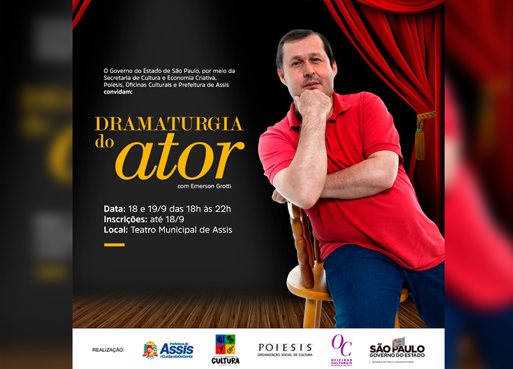 Prefeitura abre inscrição para oficina de Dramaturgia do Ator