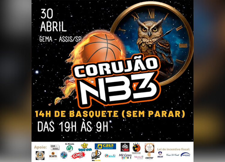 Corujão NB3 terá 14 horas de basquete nesta terça-feira, 30, em Assis