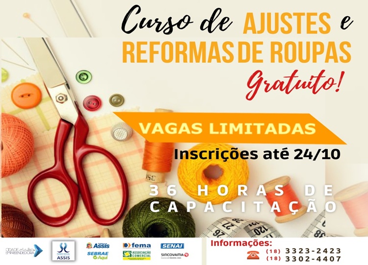 Curso de ajustes e reformas de roupas será promovido em Assis